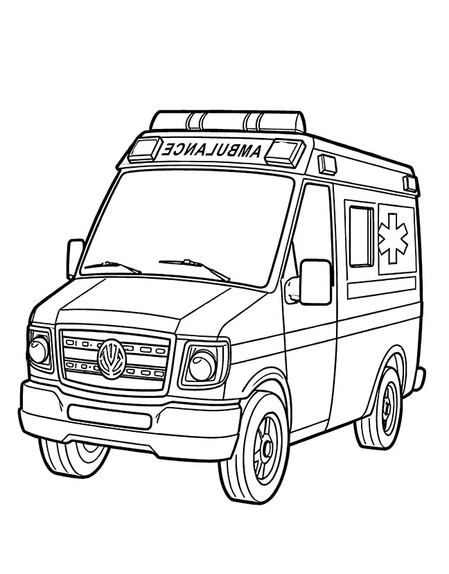 Emergency medical services (EMS) ambulance coloring page